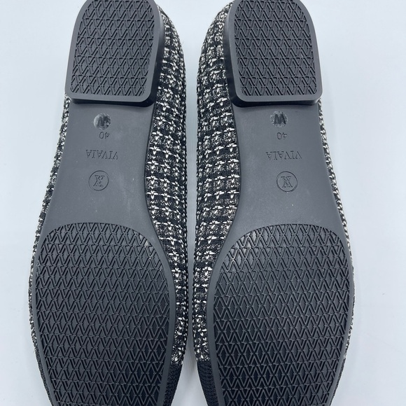 VIVAIA Square-Toe V-Cut Flats Margot 2.0 Black Tweed Size 40W New without Box - Picture 9 of 10